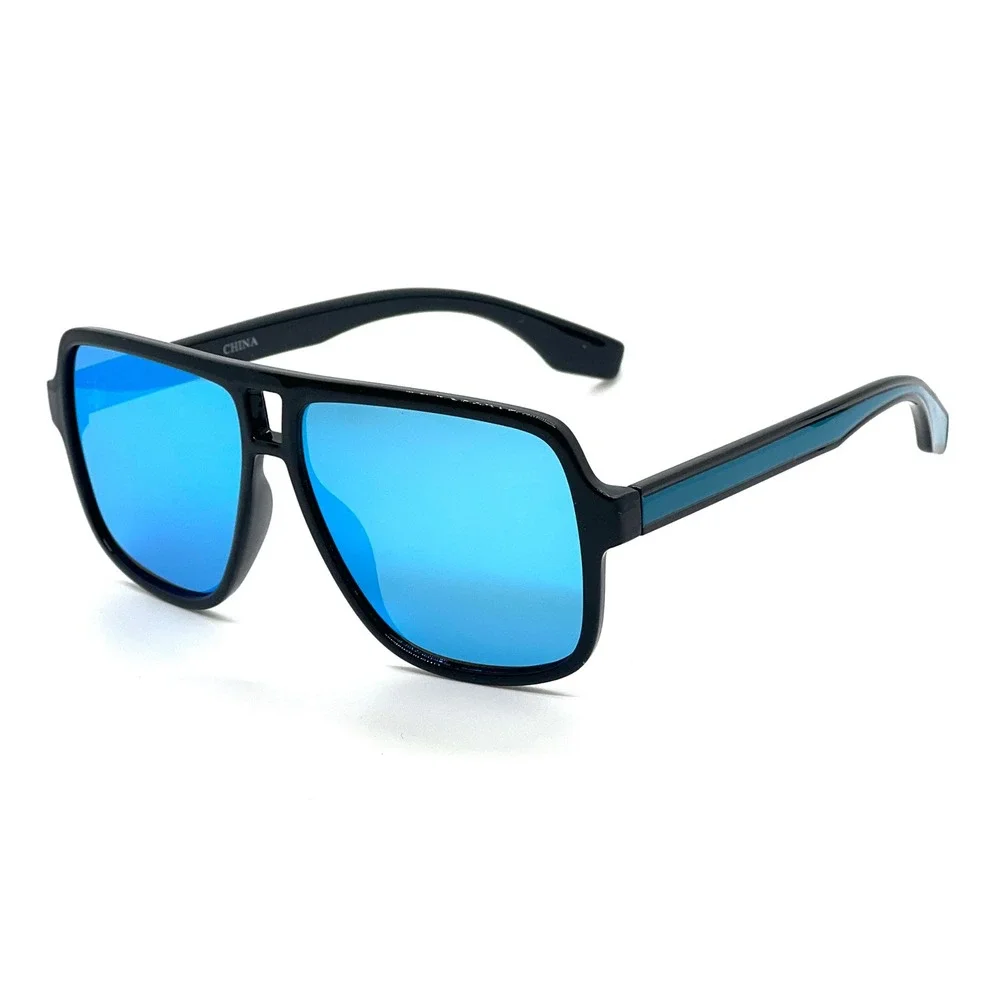 Square Frame Blue Mirrored‎ Lens Sunglasses Trendy Fashion Eyewear Street Wear